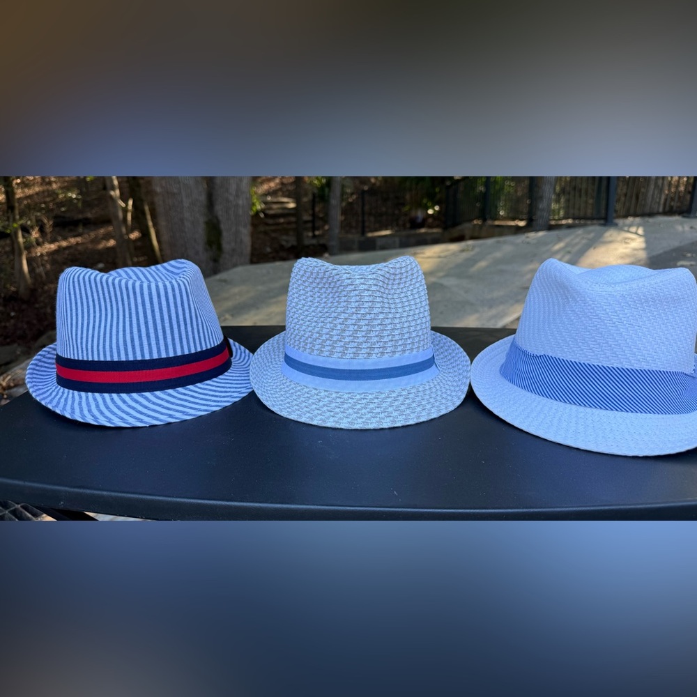Stylish Blue and White Hats Set